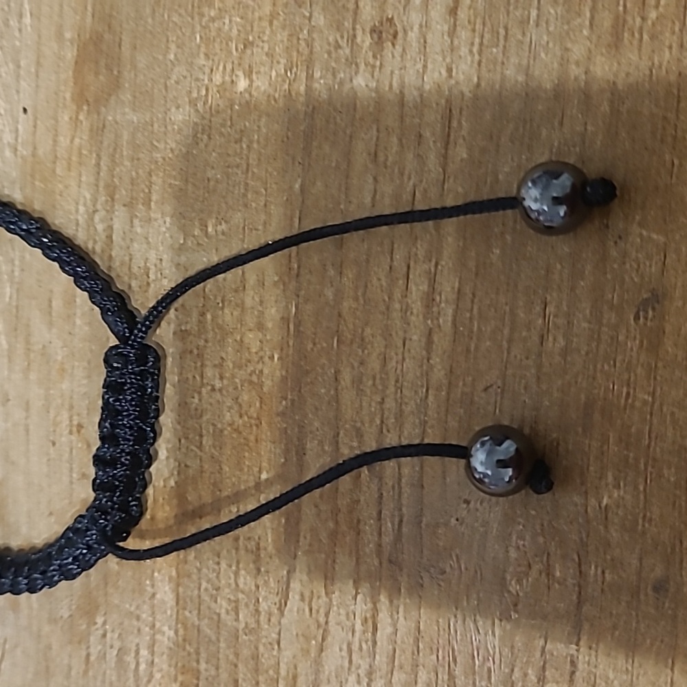 Adjustable Bracelet Rhinestone Skull Hematite Bea… - image 3